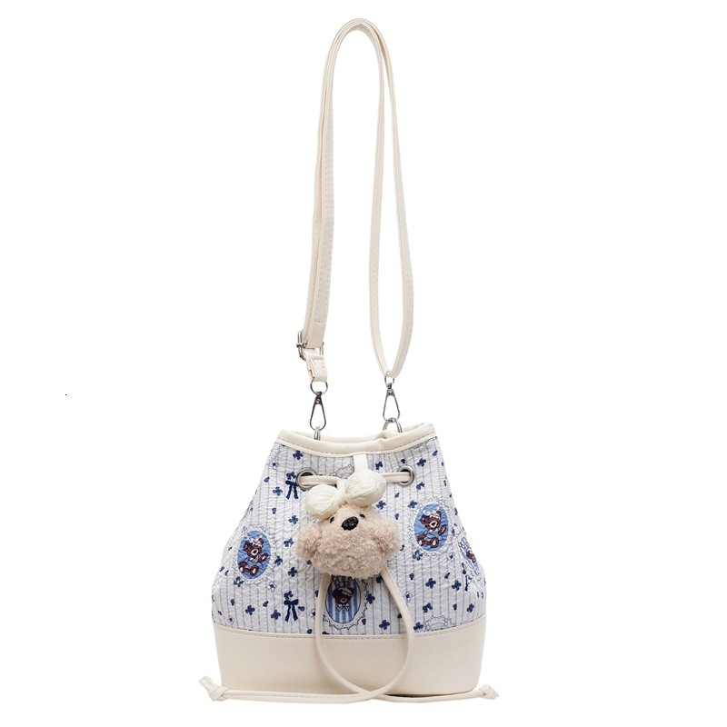 designer Cute Cartoon Print Bucket Bag for Women 2025 New Fashion Casual Handbag Large Capacity Shoulde