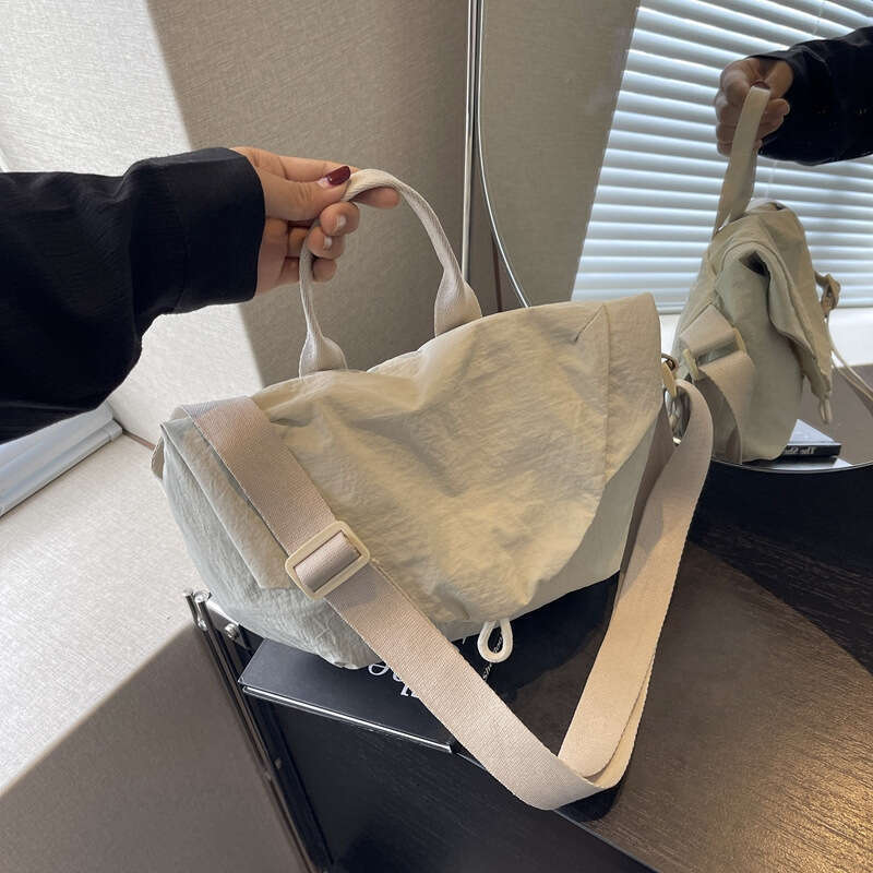 Solid Color Simple Casual Single Shoulder Crossbody for Women, Large Capacity Lightweight Foldable Handbag, Versatile Fashionable Chest Bag