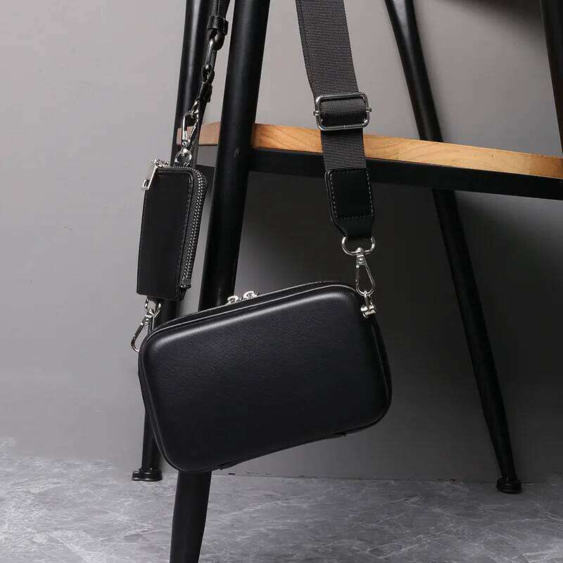 Fashion Box Shape Bags Brand Design Crossbody Shoulder Men Trendy 2 In 1 Small Square Bag Male Handbag