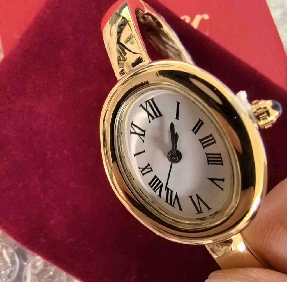 Unique Bathtub Watch Vintage Designer Womens Gold Plated Oval Watches High Quality Classic WomenWrist Watch Wedding Montre De Luxe C77 Bagnoire Itgirl