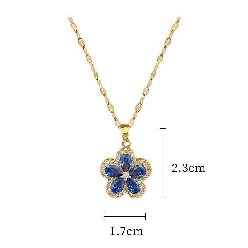 Stainless Steel Cherry Flower Pendant Necklace Earrings Ear Sets Wedding Bridal Cubic Zirconia Crystal Jewelry Sets Wholesale Z250607