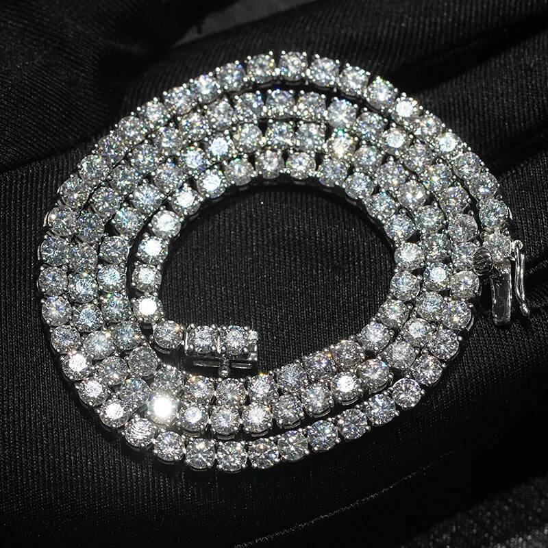 Kibo Jewelry D VVS1 Width 2mm Sterling Sier Fine for Women Moissanite Tennis Chain Necklace