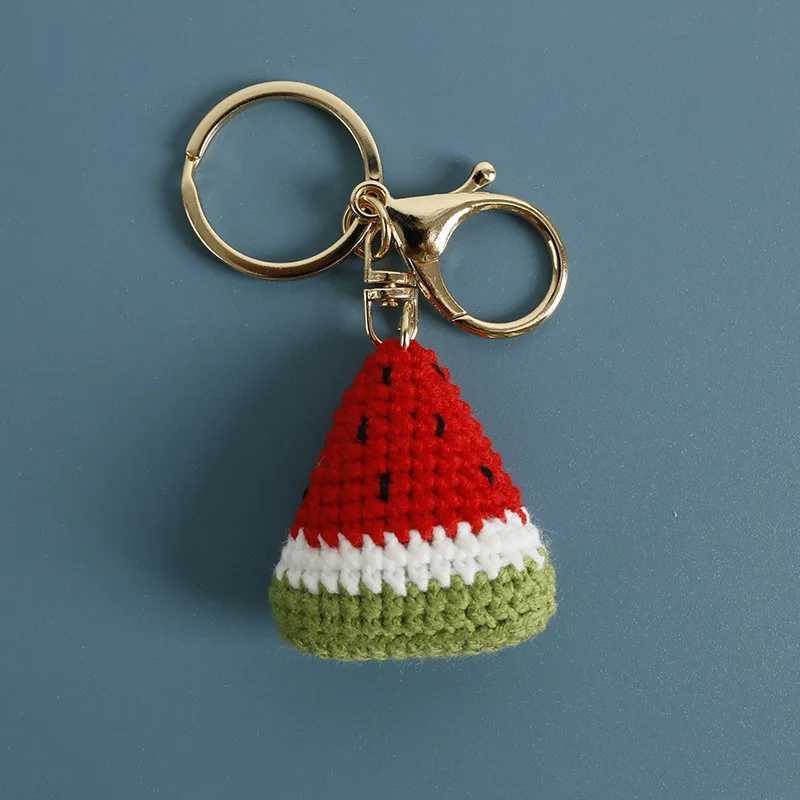 2025 Fashion Handmade Weaving Keychain Wool Crochet Unique Knitted Pendant Keyring Watermelon Pendant Keychain Gifts Key Chains XJ250607