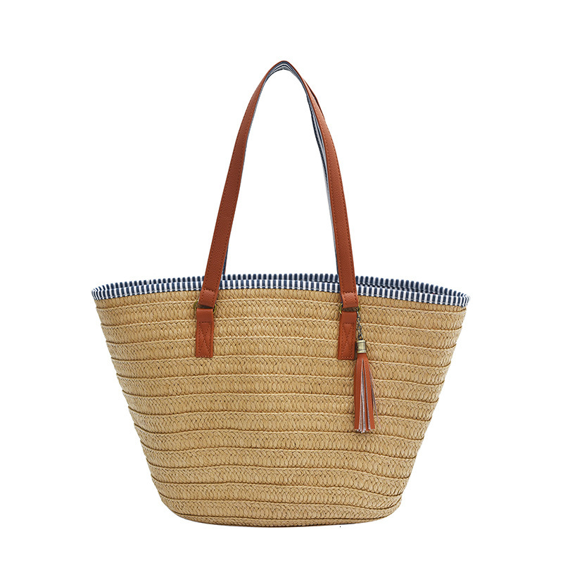 designer Straw Woven Bag for Women Large Capacity Woven 2025 New Versatile High-end Vacation Shoulder Bag Beachside Beach Women's Bag