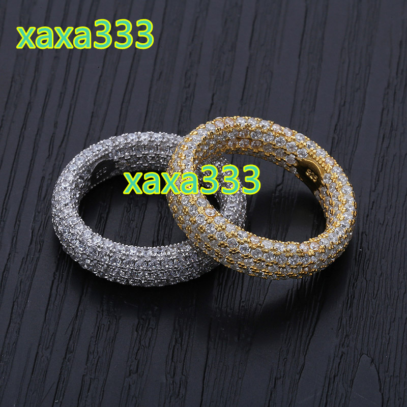 925 silver micro pave full cut diamond men's ring 14K gold European American personalized Australian jewelry hip hop style