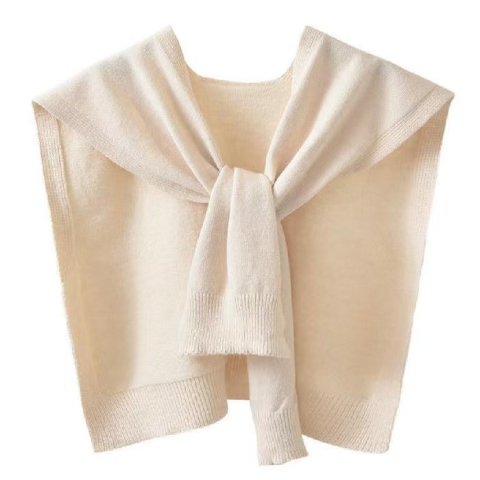 T913 knitted shawl women's spring and autumn outerwear waistcoat solid color shoulder thin cardigan summer knotted fake collar scarf