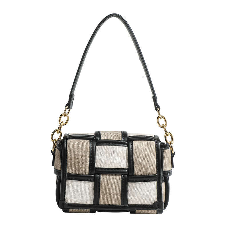 OEM Custom Saint Martin Art Exhibition Niche Design Patchwork Plaid Small Square Woven Shoulder Crossbody Women's Bag GUHUISHU