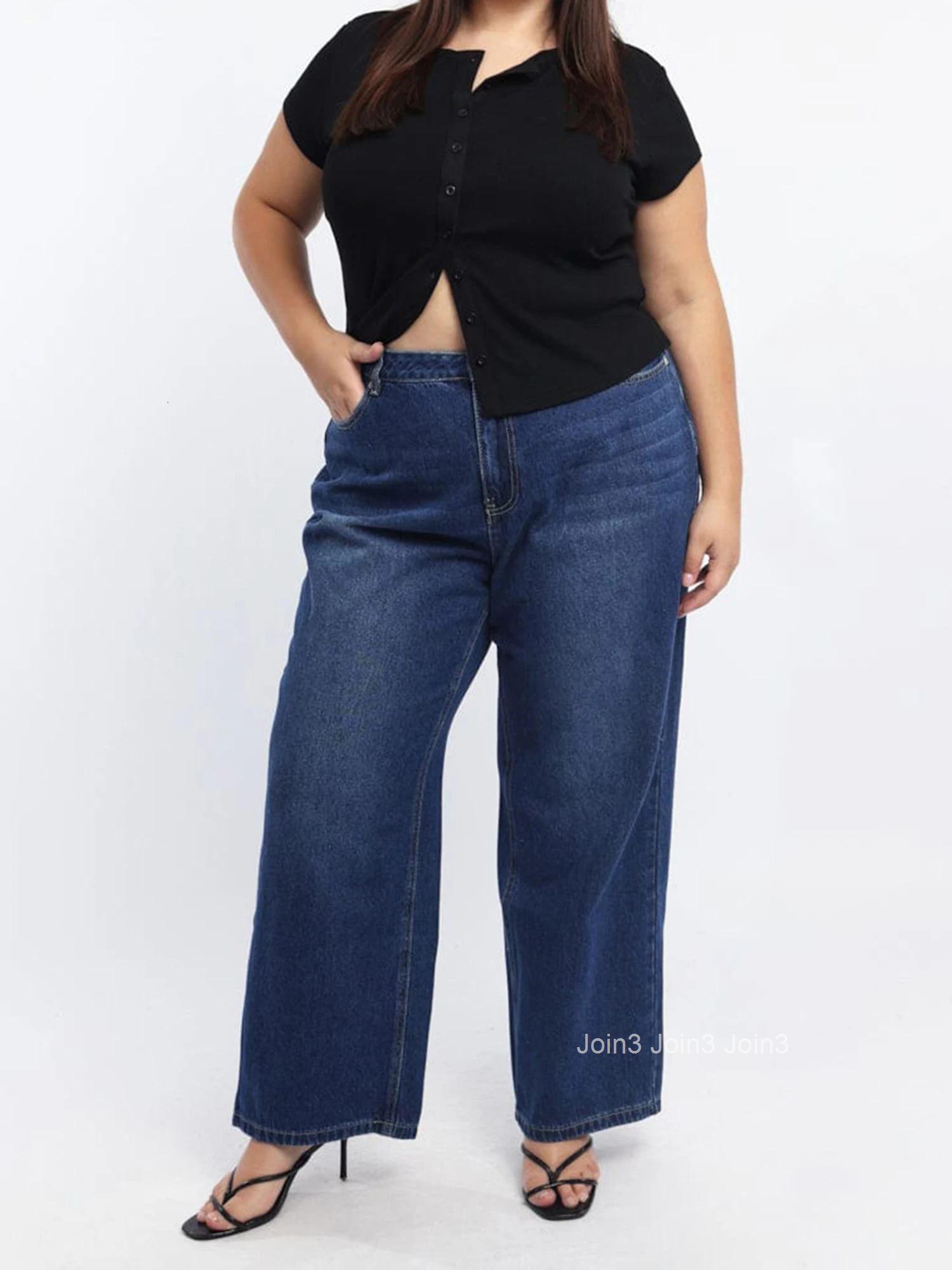 Womens Plus Size Casual Short Sleeve V-neck Solid Color Blouse with Button Detail and Ruched Hem