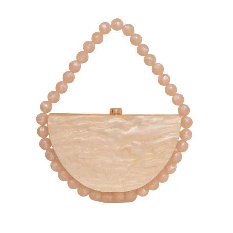 Evening Bag New Pearl Leopard Acrylic Semi-Circular Clutch Vintage Beaded Handbag Hand Bags For Women 2025 Design Bride