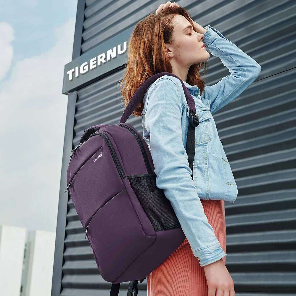 Tigernu Fashion Women Purple Anti Theft 15.6Inch Laptop Female Waterproof Travel School Backpack Bags
