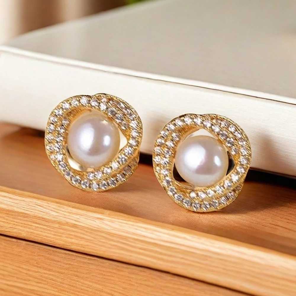 4pcs Rhinestone Jewelry Set Including Necklace Earrings Ring Vintage Elegant Necklace Adorned With Faux Pearls In Petals Spring Z250607