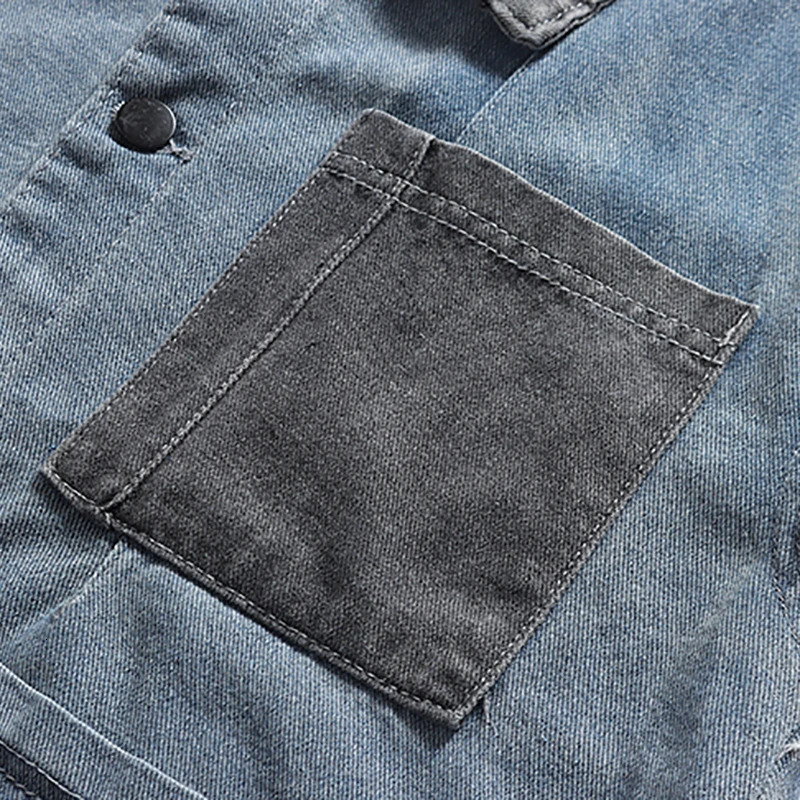 American Retro Sleeveless Denim Vest Men Spring Autumn Fashion Versatile Coats Handsome Casual Loose Blue Workwear Jacket 250530