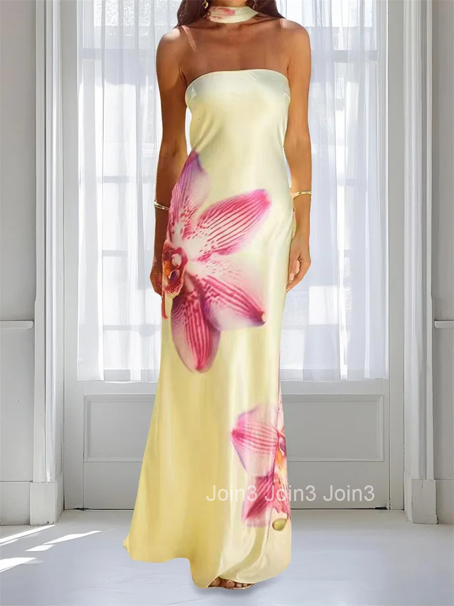 Elegant Off-shoulder Maxi Dress with Floral Print and Matching Shawl Womens Sleeveless Summer Gown for Special Occasions
