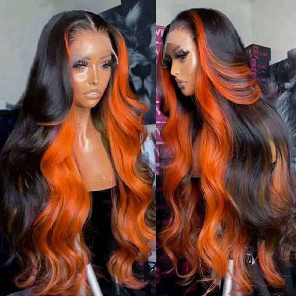 NAMM 30 32 Inch Highlight 13x6 HD Lace Front Wigs Human Hair Ginger Orange 1B/350 Wet And Wavy 13x5 Body Wave Ombre Wig For Women