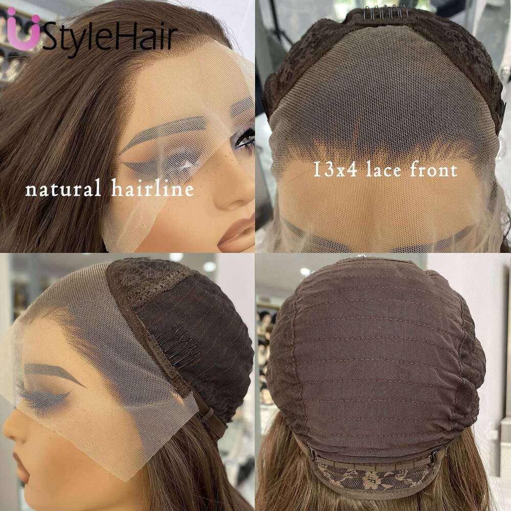 NAMM UStyleHair Brown Lace Front Natural Looking 26 Inches Long Body Wave Heat Resistant Synthetic Hair Daily Use Cosplay Wig