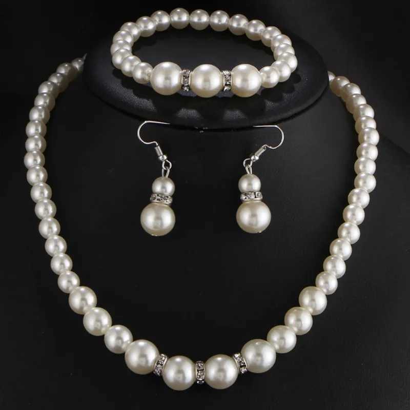 N308 Wedding Engagement Women Simulated Pearls Jewelry Set Necklace / Earrings / s Fashion Jewelry For Lady Party Gift Z250607