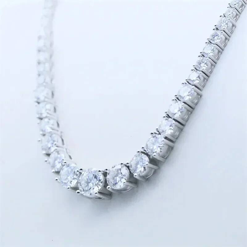 NKHOG 14-24 inch All Moissanite Tennis Necklace For Women Sterling Sier Plated Gold Pass Dia Test Pendant Jewelry