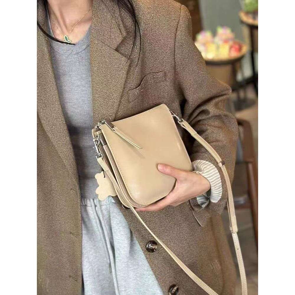 Phone for Women 2024 Spring Summer New Genuine Leather Crossbody Bucket Shoulder Underarm Bag