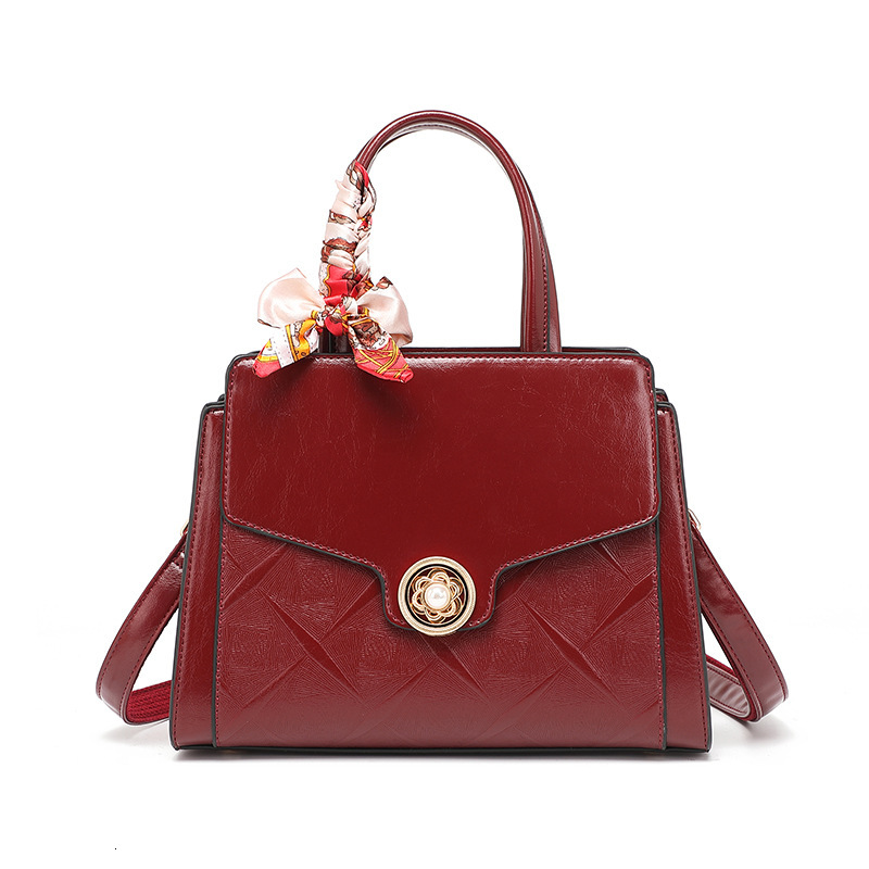 Free Shipping Fashion Simple Texture Women's Handbag Urban Luxury Red Mother Bag Designer Shoulder Crossbody Bag