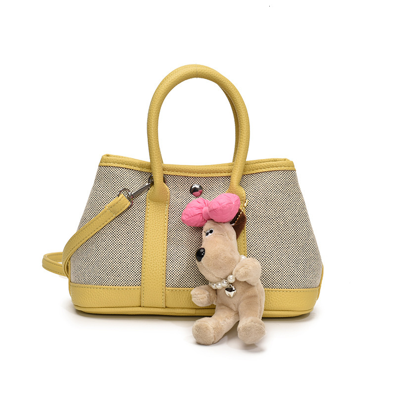 designer Niche Color-Block Canvas Tote Bucket Bag for Women 2025 New Casual Versatile Patchwork Shoulder Crossbody Small Tote Bag