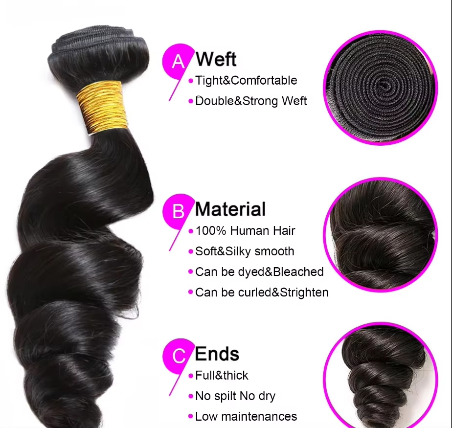 Loose Wave 3 Bundles 18 Inch Raw Virgin Unprocessed 100% Human Hair Brazilian Loose Deep Wave Human Hair Bundles Extensions Tissage Loose Peruvian Wea