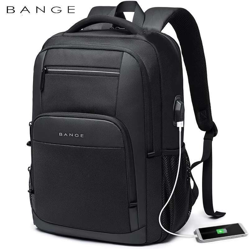 BANGE Travel Waterproof Backpack with USB Charging Port Fit Inch Laptop Backpacks for Men and Women Teenager School Bags