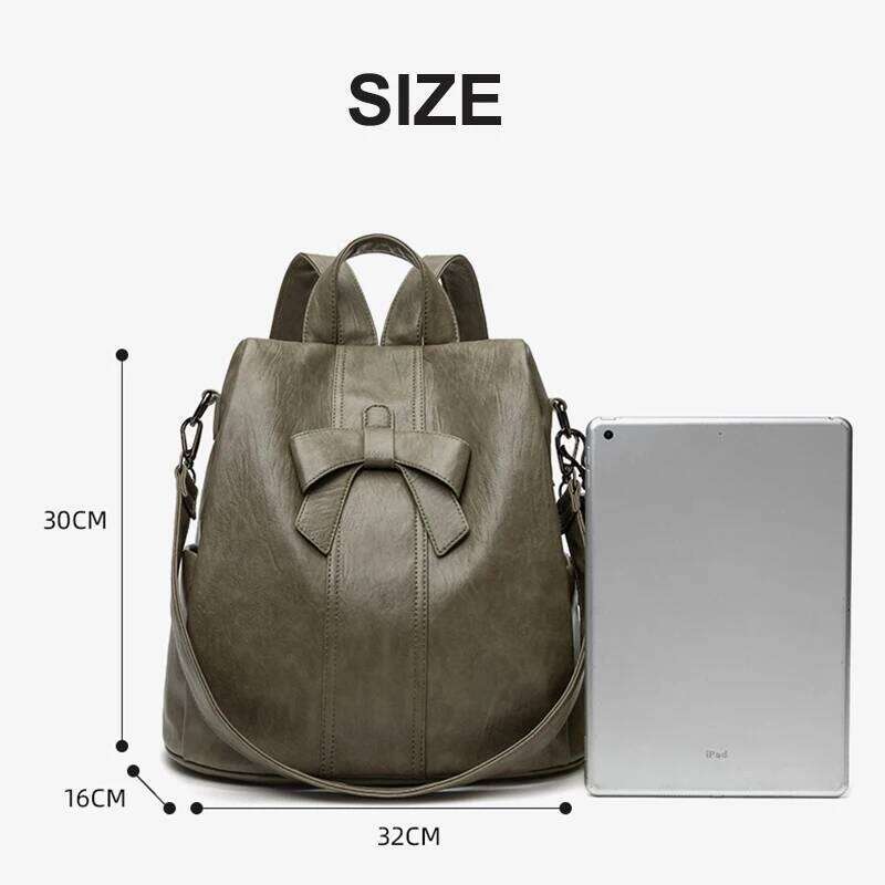 Fashion Women Backpack 2024 New Bow Decoration Girls Anti Theft Shoulder Bag PU Leather Waterproof Large Capacity Handbag C3818