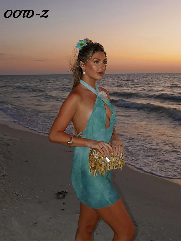 Shell Deep V-neck Women Min Dresses Sexy Sleeveless Backless Hip Package Female Dresses 2025 Spring Summer Beach Party Lady Robe 250605