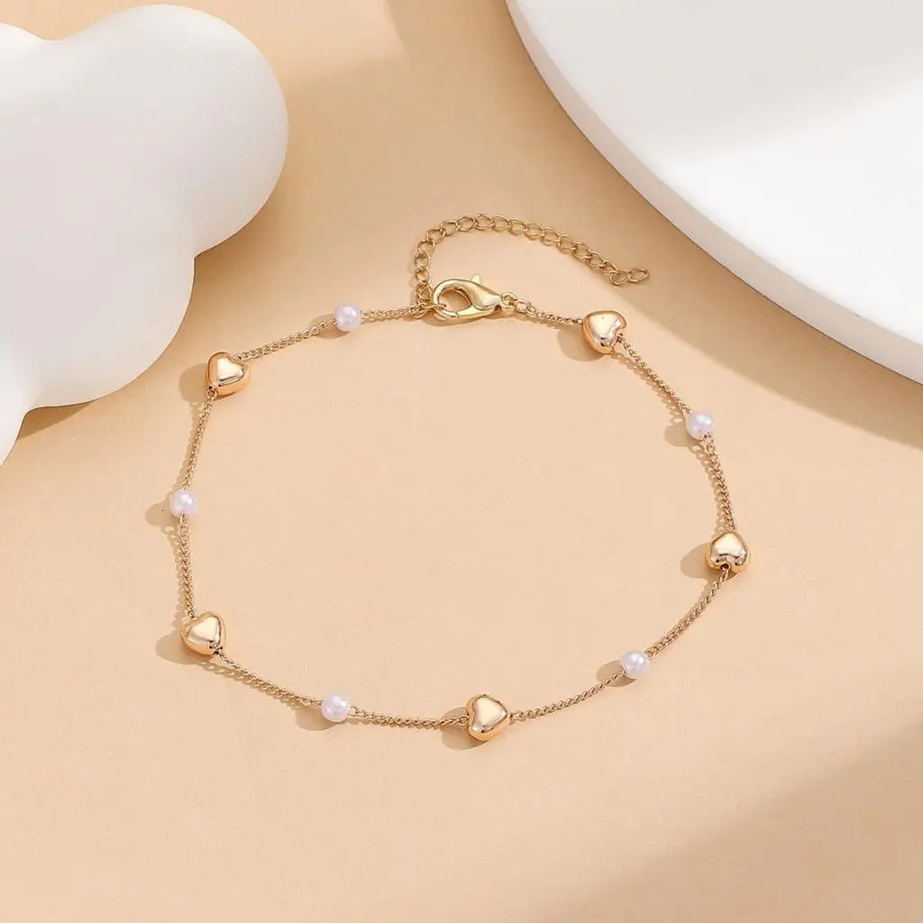 Kinitial Exquisite and fashionable laser plated anklet love and freshwater pearl anklet as an anniversary gift for her 250528