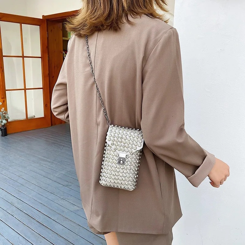 Full Rhinestone Women Phone Waist Bags Detachable PU Leather Waist Belt Shoe chain Crossbody Shoulder Bag Pack 250606