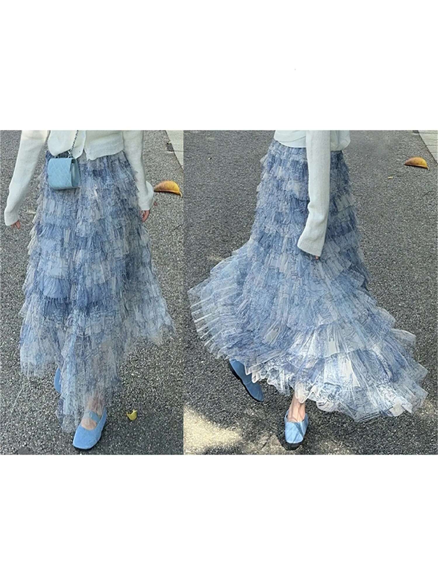 Elegant Floral Lace Maxi Skirt with High Waistband and Flowy Layers for Wedding Party Evening Prom Beachwear