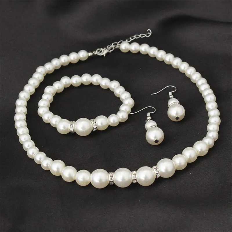 N308 Wedding Engagement Women Simulated Pearls Jewelry Set Necklace / Earrings / s Fashion Jewelry For Lady Party Gift Z250607