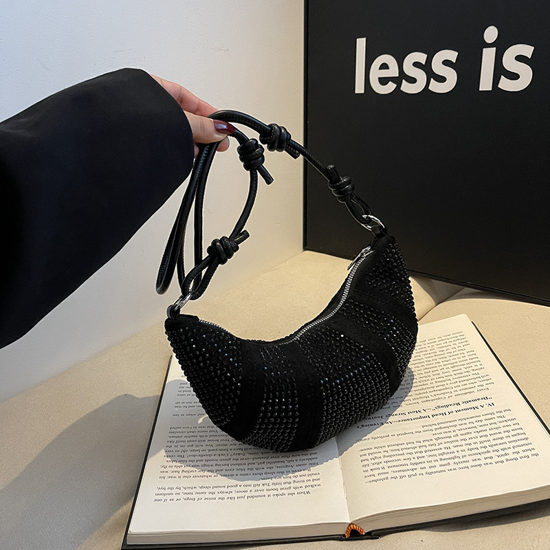 Luxury Brand Designer Bag Niche Design Shiny Rhinestone Horn Bag For Women 2024 Autumn New Fashion Handheld Dumpling Bag Single Shoulder Crossbody Bag