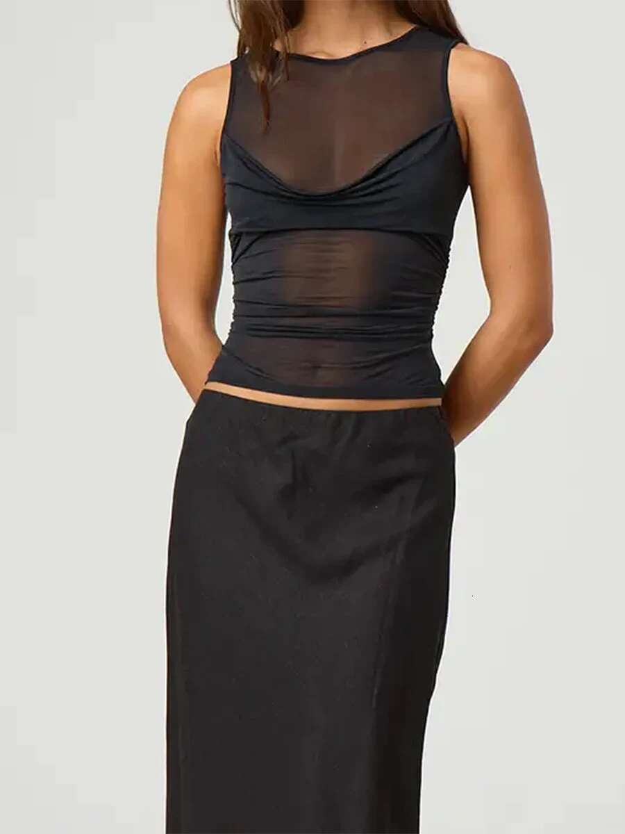 Womens Casual Sleeveless V-neck Ruffle Hem Solid Color Tank Top Summer Loose Fit Flowy Camisole Blouse Shirt