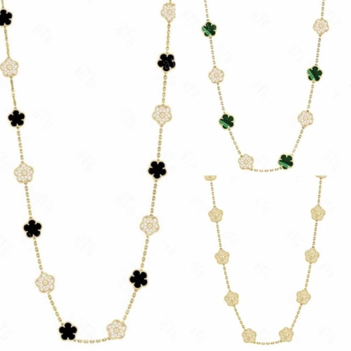 Classic gemstone designer necklace agate flower K gold necklace designer long chain accessory clover necklace in multiple colors designer jewelry