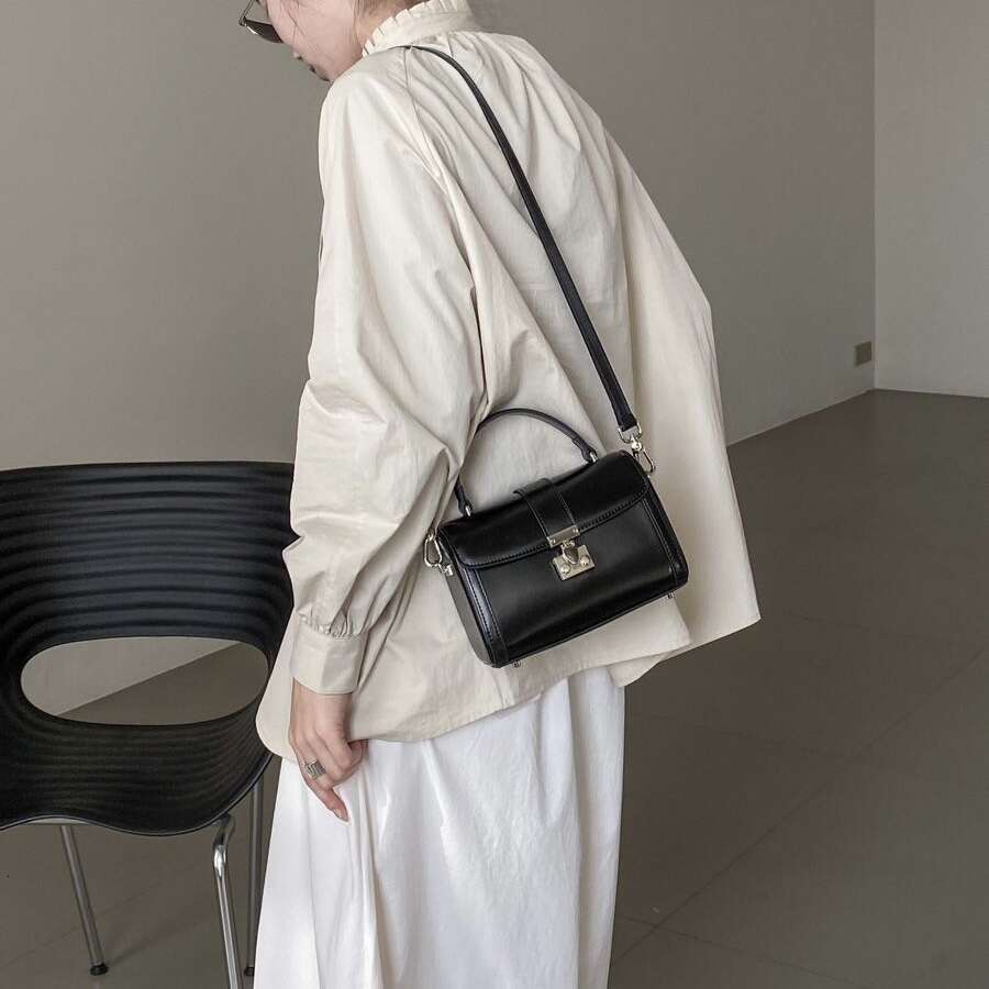 Oushangdian Women s New Genuine Leather Handbag Small Box High end Niche Versatile Shoulder Crossbody Bag Trendy