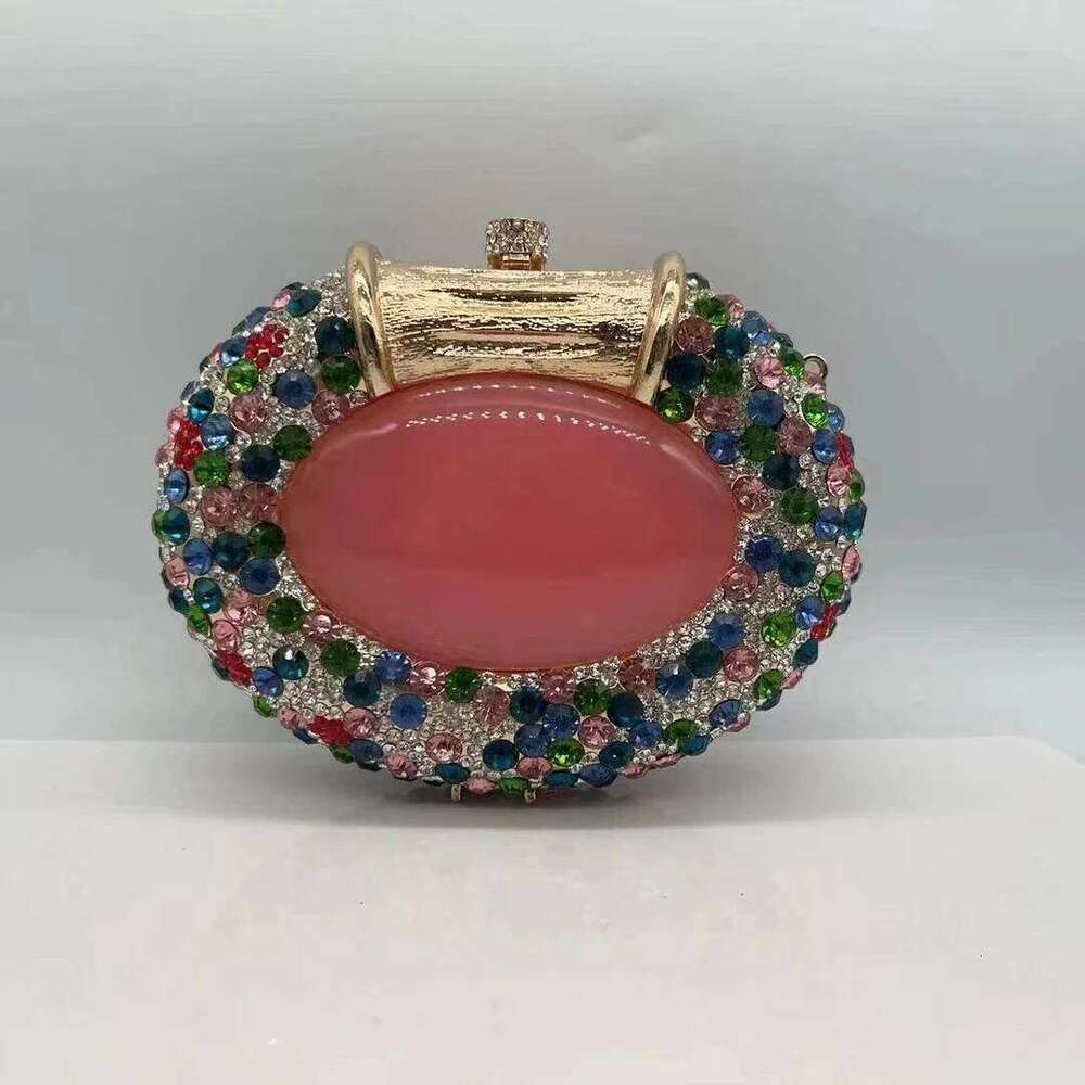 XIYUAN Oval Shaped Crystals Evening Bags Women Boutique Dia Clutch Purses And Handbags Bridal Wedding Gem Phone Purse