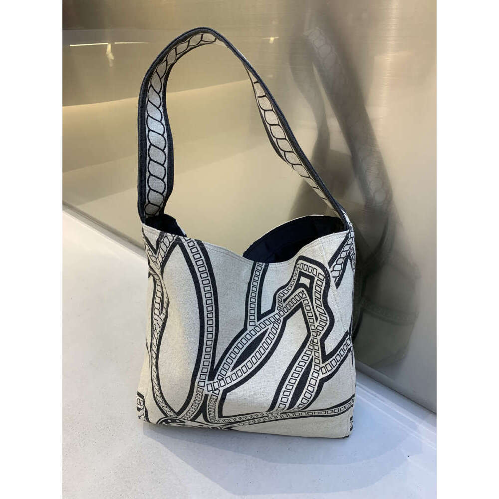 Linen Print Bag New Single Handheld Canvas Designer Shoulder Versatile Fashion