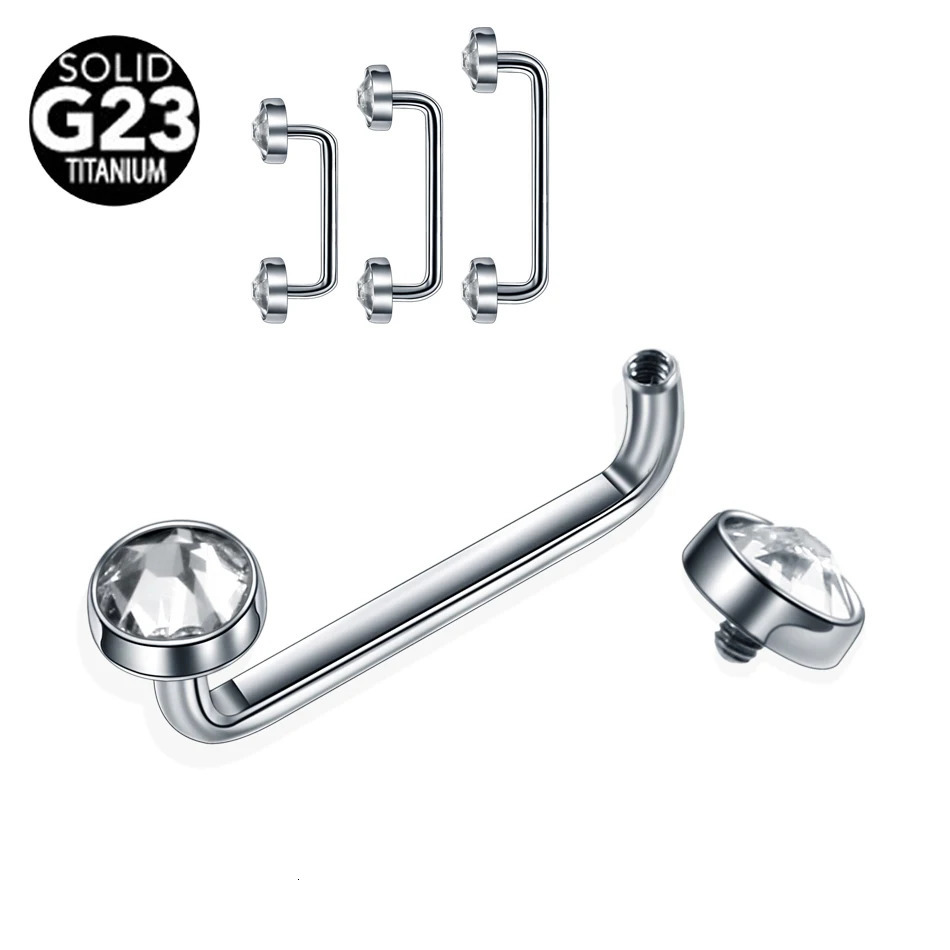 1PC 16G 14G External Internal Thread Surface Bar Industrial Barbell CZ Micro Dermal Anchors Ring Piercings Sexy Jewelry 250606