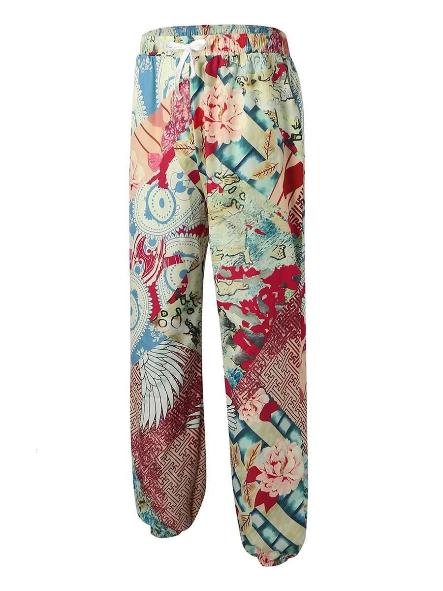 Mens Stylish Floral Print Cargo Jogger Pants with Multiple Pockets for a Trendy Streetwear Look and Comfortable Fit