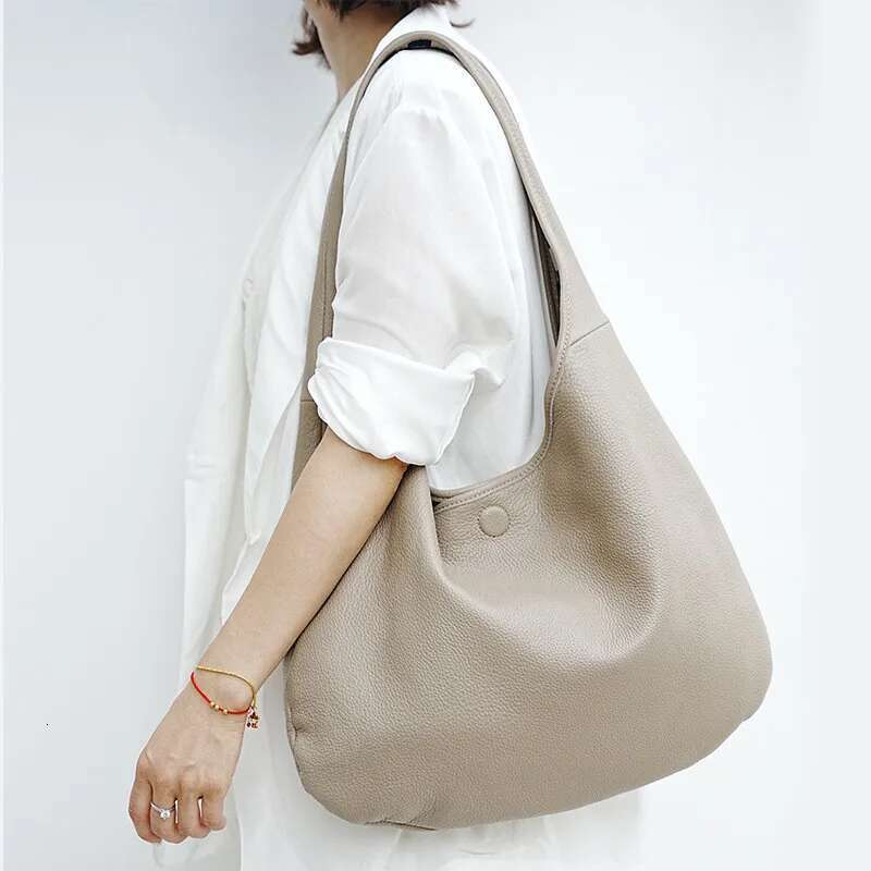 Woman Soft Genuine Leather Hobos Shoulder Bags Double-sided Use Large Cpacity Handbag Tote Female Daily Shopper Underarm Bag