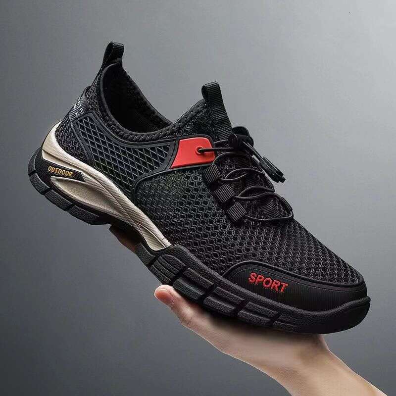 Summer New Large Size Mesh Breathable Sneakers Men's Hollow Out Hole Outdoor Sports Hiking Shoes