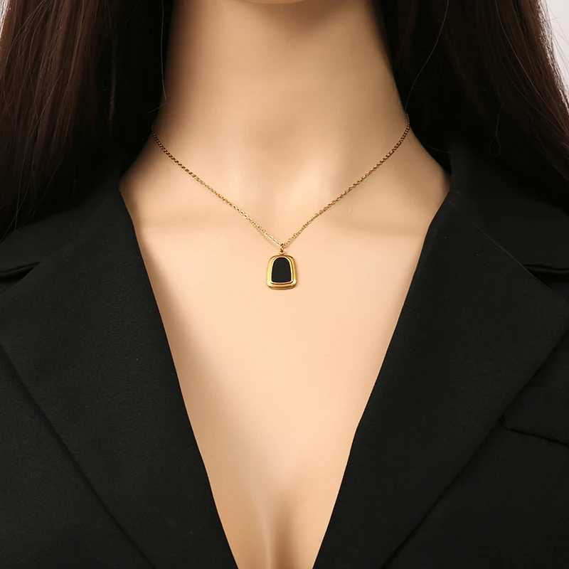 GANEMLY 316L Stainless Steel Geometric Pendant Necklace Earrings Set Jewelry Temperament Collar Women Waterproof Bijoux Femme Z250607