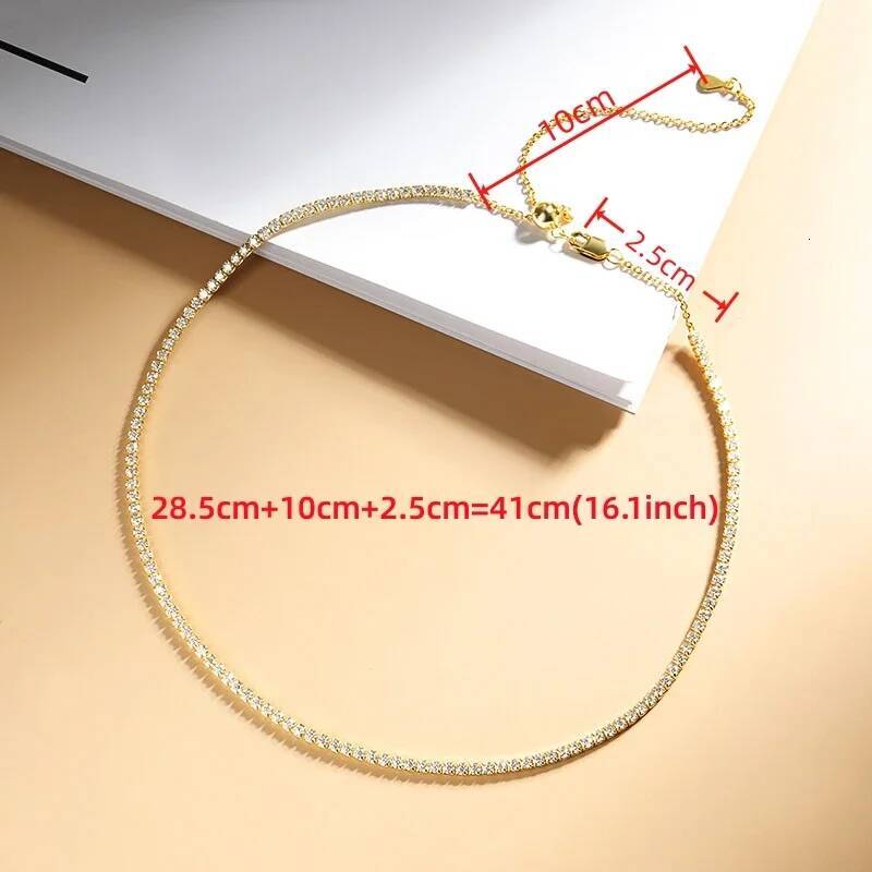 BXINY 2mm Moissanite Tennis Necklace S Sier Plated for Women Adjustable Choker Chain Bridal Jewelry Gifts GRA Certified