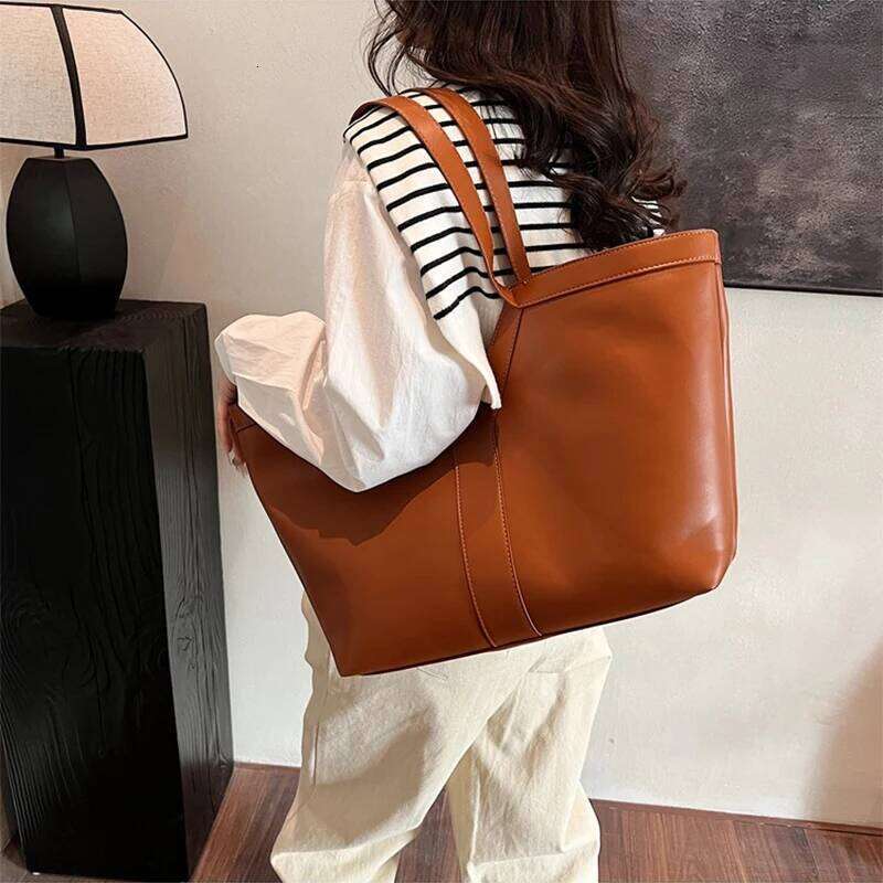 Soft Y Letter Women Shoulder New Genuine Leather Fashion Large Capacity Tote High-end Casual Commuting Brand Bag
