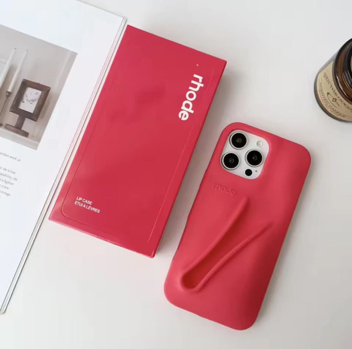 Hot Rhode Lip Gloss Silicone Phone Case for iPhone 11 12 13 14 15 16 Pro Max 16E Cases With Box Lip Gloss Holder Lipstick Design