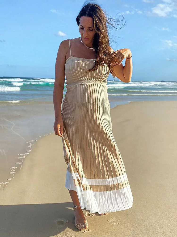 Tossy Backless Ribbed Maxi Dress For Women Summer Holiday Party Stretch High Waist Bodycon Maternity Dresses Knit Sundress 250605