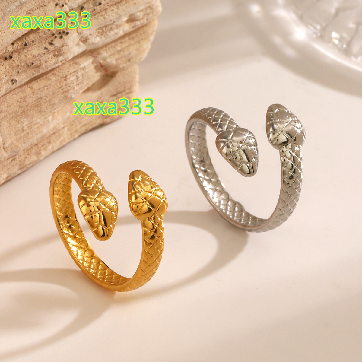 New Popular Boutique Jewelry Simple Stainless Steel Snake Ring Adjustable Classic Womens Casual Ring