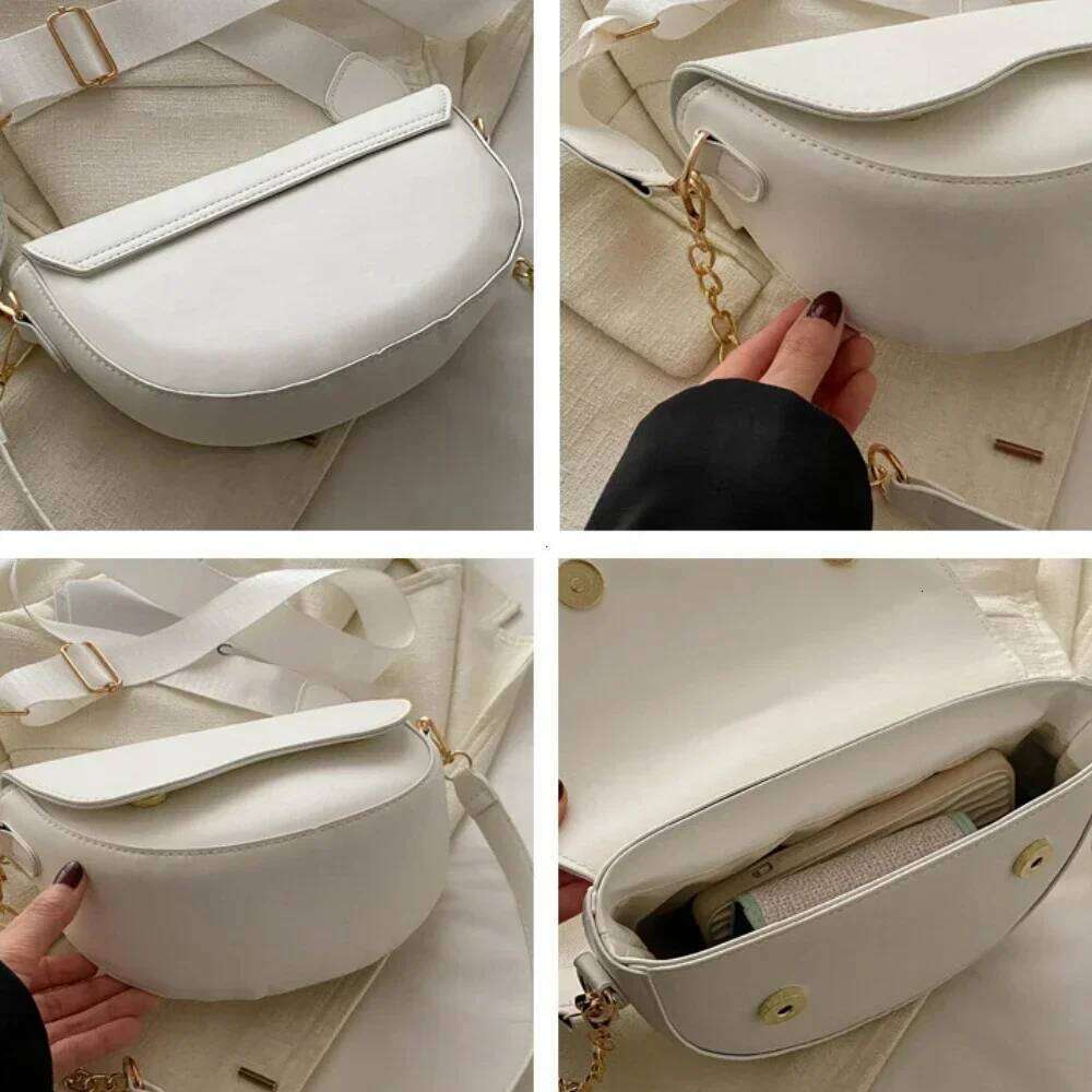 Women Vintage Double Straps Shoulder New Solid Color Simple Crossbody s Bag High Quality PU Leather Handbag Purses bag