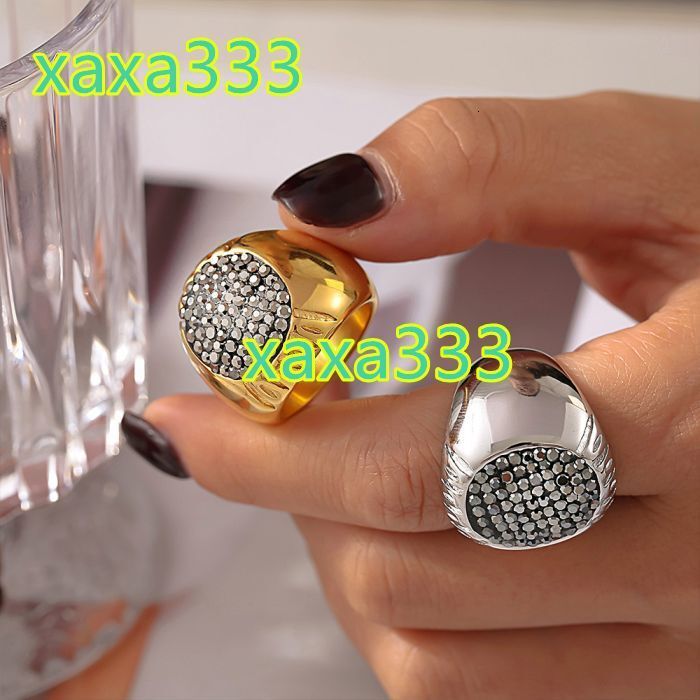 High Quality Stainless Steel 18k Gold Plated Geometric Circle Diamond Rings for Women Men Waterproof Party Fashion Jewelry